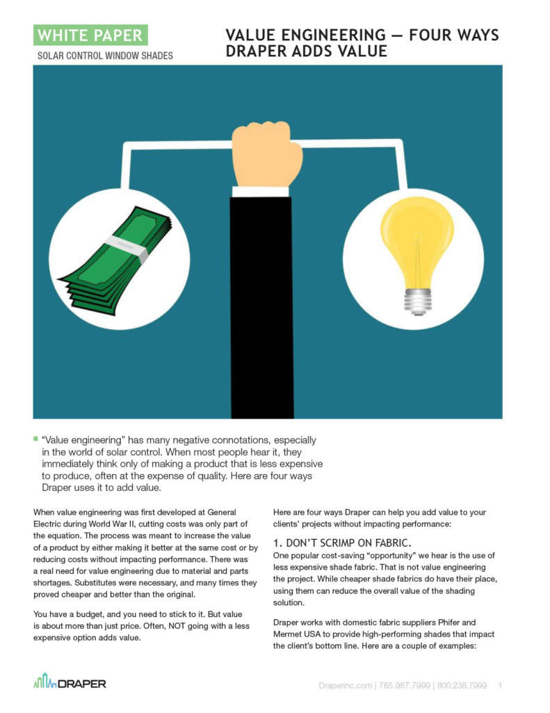Value Engineering-Four Ways Draper Adds Value