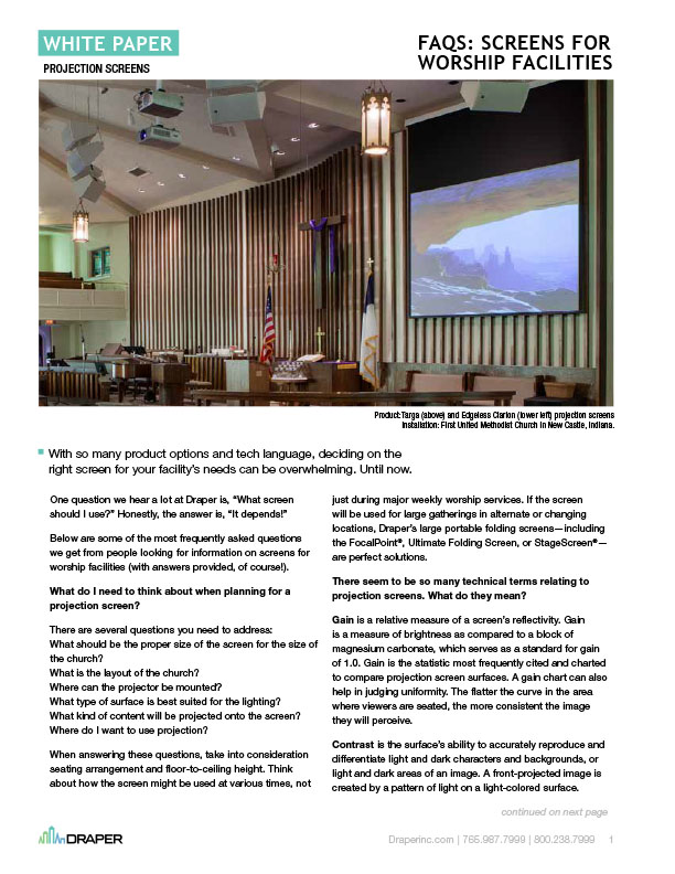Screens for Worship Facilities