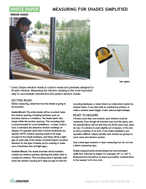 Measuring for Shades Simplified