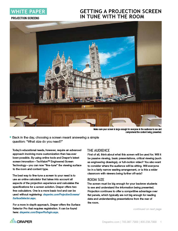 Projection Screen In Tune with Room